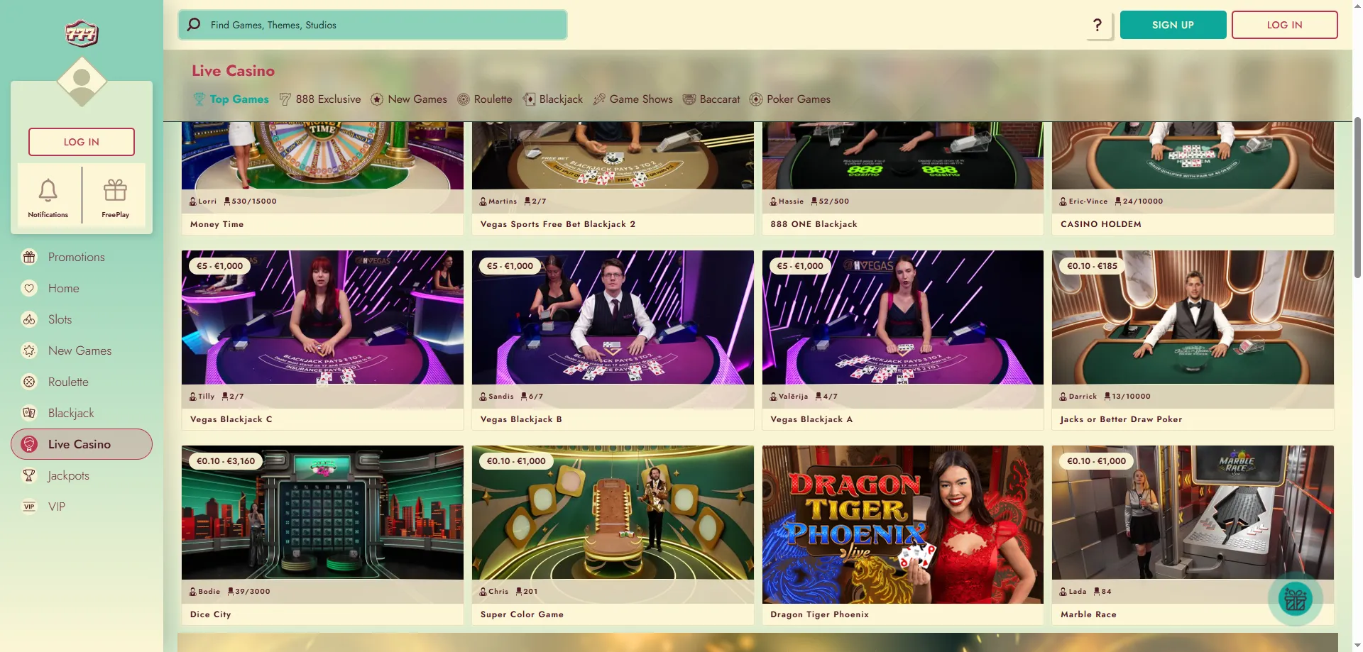 777 Casino live dealer games — roulette, blackjack and baccarat tables