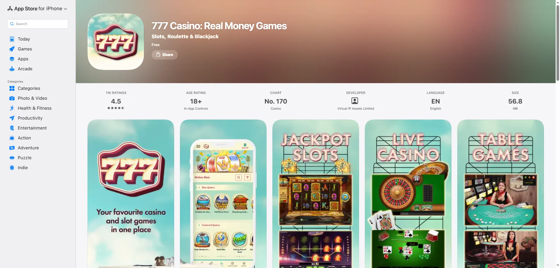 777 Casino slot machines and live casino game library 2026